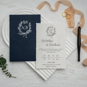 Lacivert Gümüş Ekonomik Davetiye Modelleri - Şık ve Uygun Fiyatlı Seçenekler