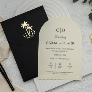 Siyah Krem Davetiye Modeli - Şık ve Zarif Tasarımlar