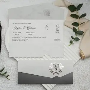 Şık Gümüş Gri Davetiye Modelleri - Özel Tasarımlar